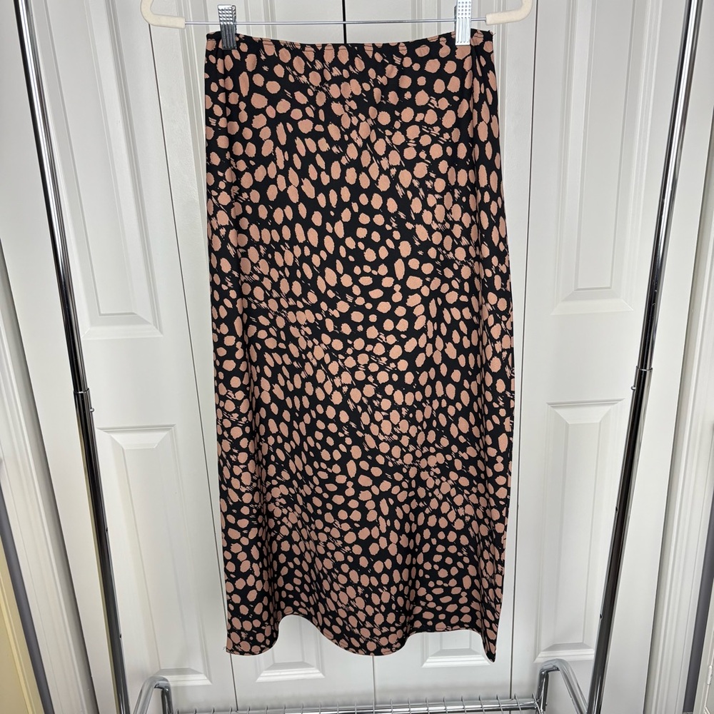 Black and Taupe/Pink Polka Dot  Skirt